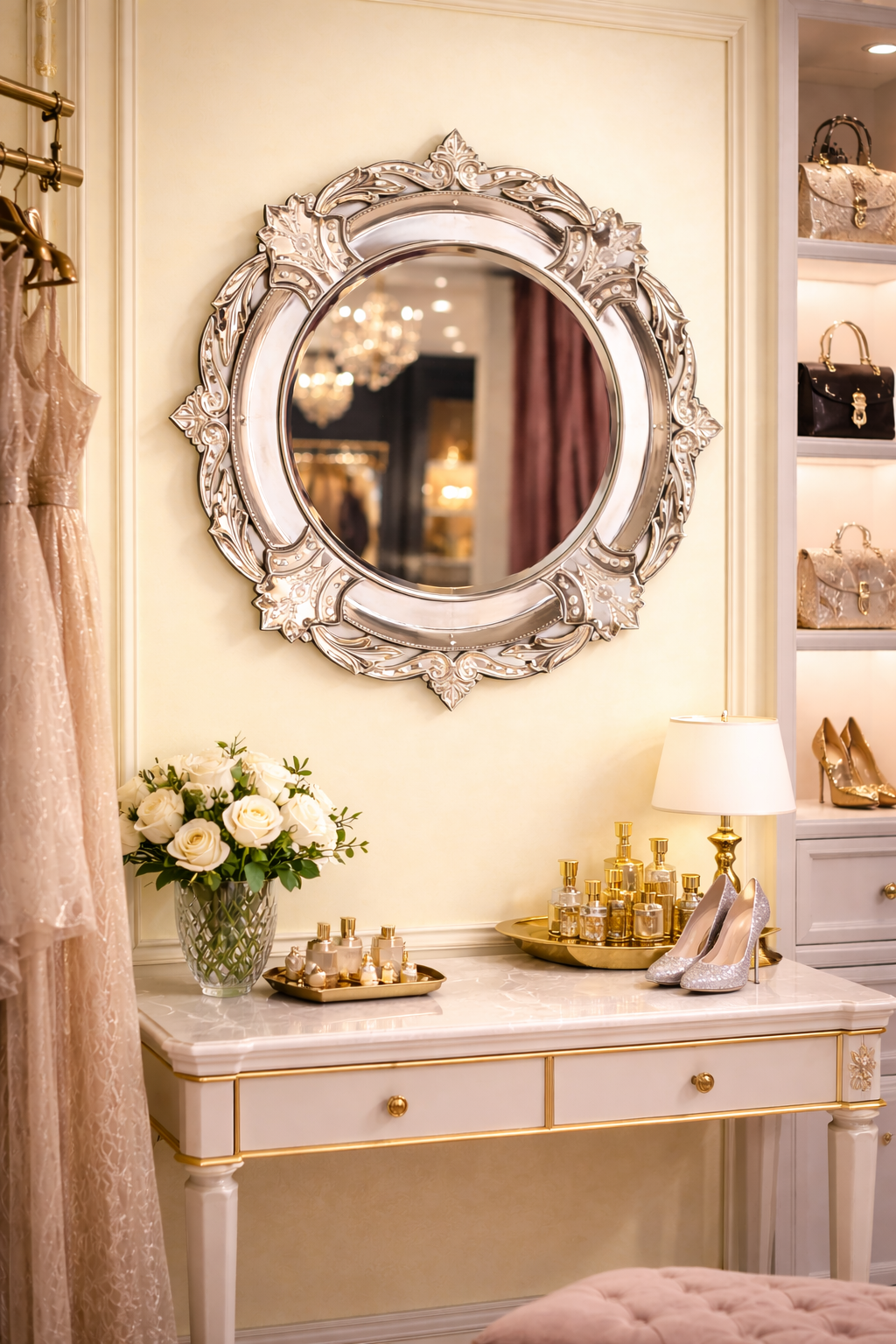 Layered Leaf Round Mirror Layered Leaf Round Mirror